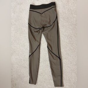 Stylish Tan Leggings with Black Accents